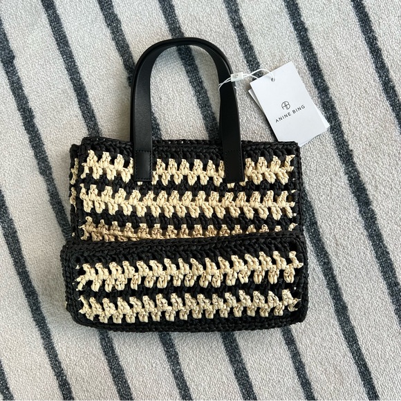 Anine Bing Small Rio Tote in Black / Tan - Picture 7 of 8